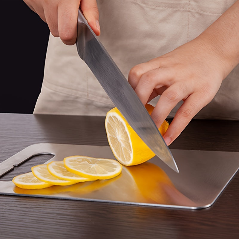 Set of 3 Stainless Steel Cutting Boards - Double-Sided, Safe for Food, Sturdy Kitchen Boards for Chopping, Preparing, and Cooking