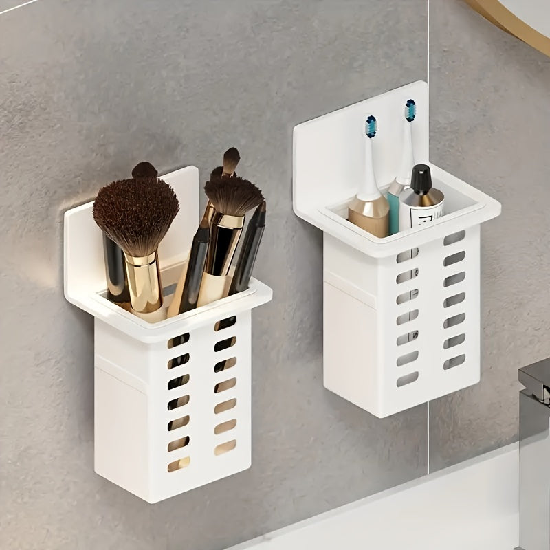 Wall-mounted toilet cosmetic rack with drain storage for bathroom and kitchen organization, available in 1 or 2 pieces without installation.