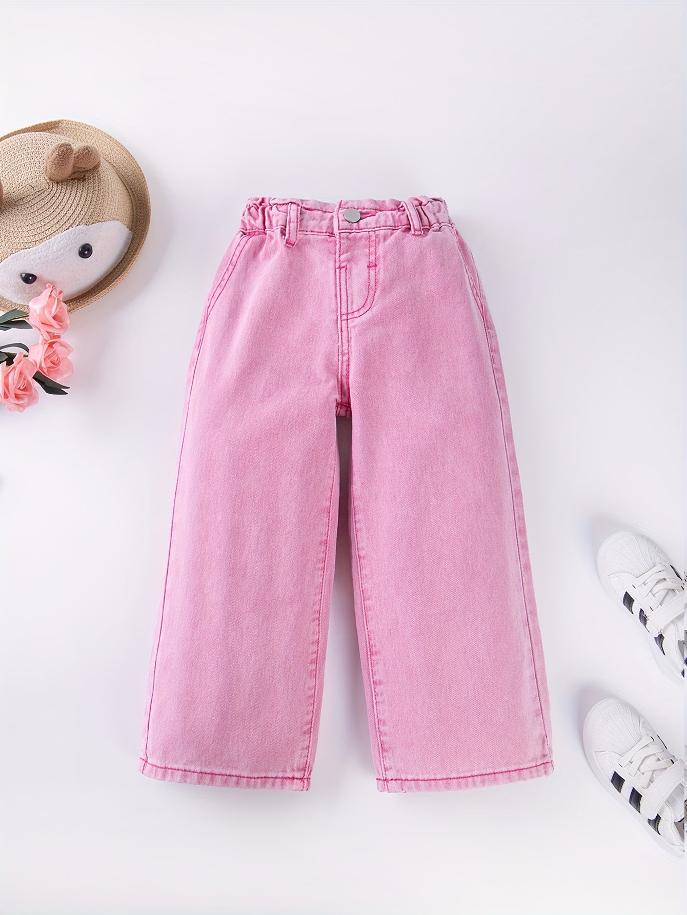 Comfy wide leg denim pants for girls, perfect for outdoor activities