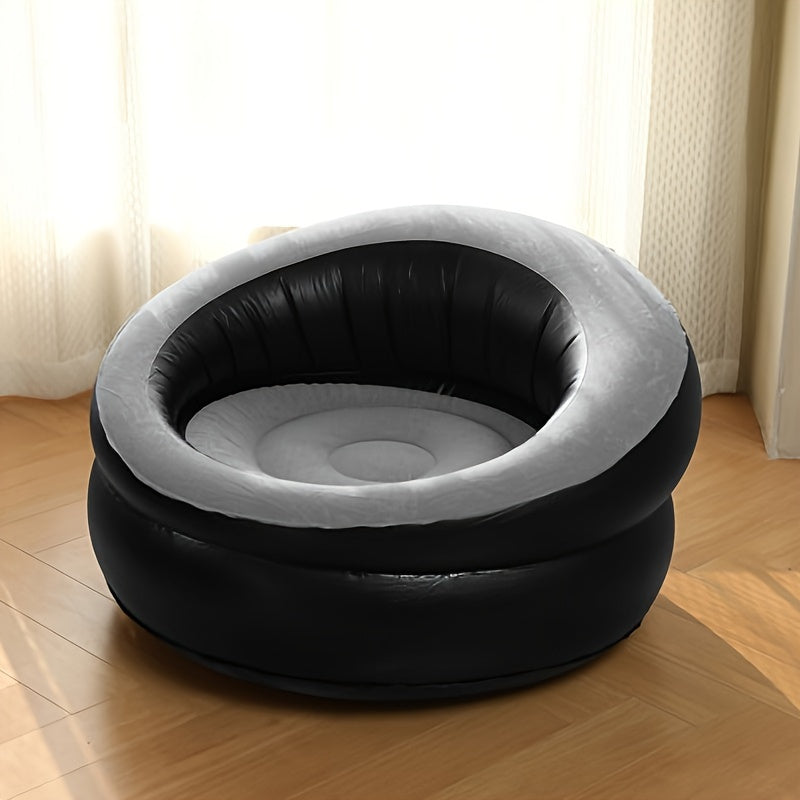 Inflatable Flocking Sofa - 2023 Edition: Portable, Easy-to-Store Lounge Chair for Outdoor Relaxation and Entertainment, Perfect for Lazy Days and Stool included.