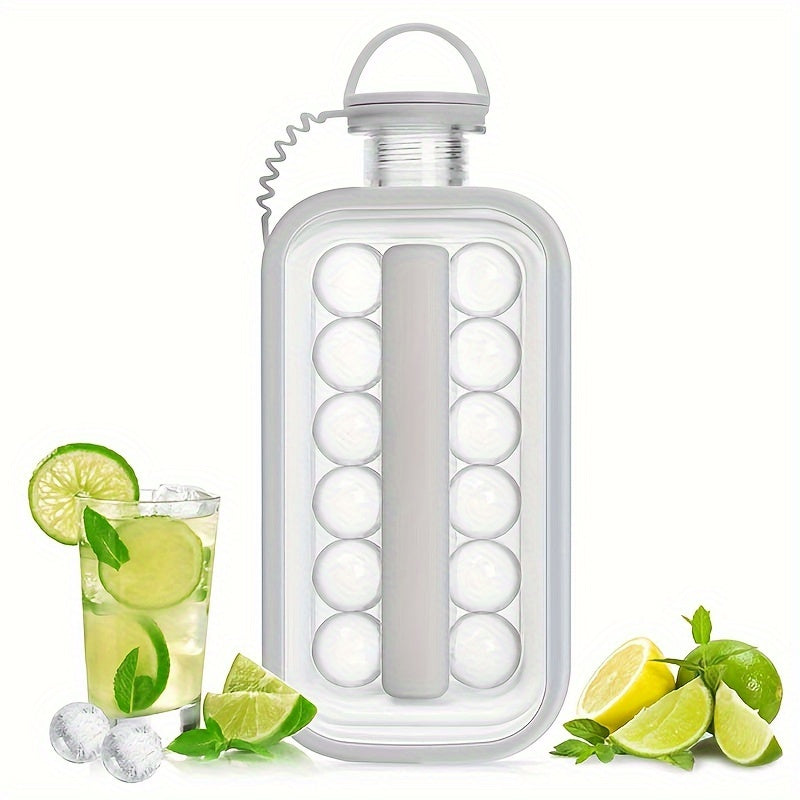 Foldable ice maker bottle with tray, high-capacity ice maker, and silicone molds for refrigerator.