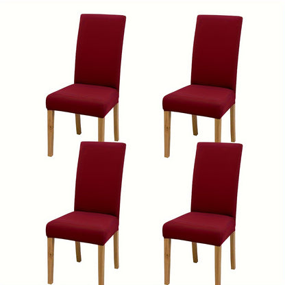 4/6pcs Milk Fiber Chair Covers with Elastic Band, Machine Washable, Water-Resistant, Polyester 92% Spandex 8%, No Print Design for Living Room Furniture Protection