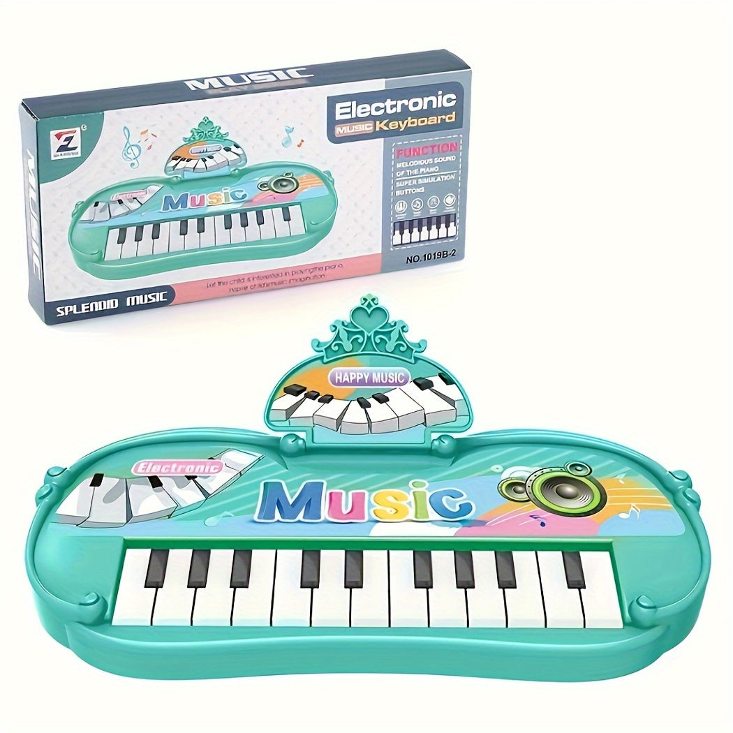 Battery powered electronic keyboard toy with 13 keys. Features smooth design, musical and educational functions, and is available in multiple colors. Made of ABS material. Great festive