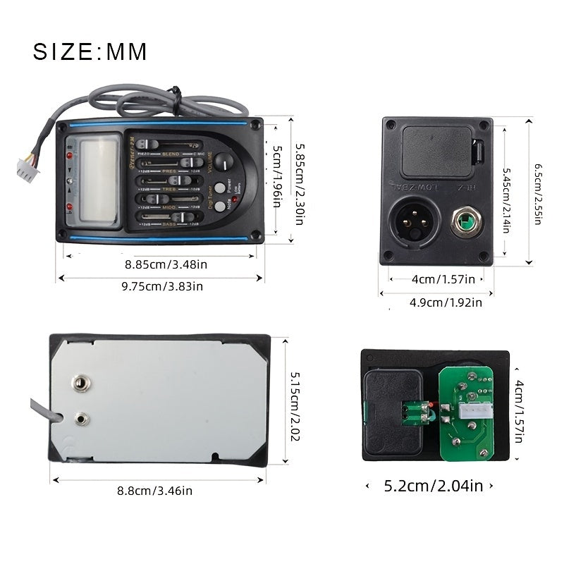 5-Band EQ Guitar Bass Preamp with LCD Tuner, Piezo Pickup for Acoustic Sound