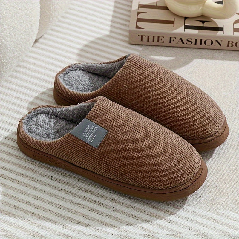 Men's Cozy Fleece-Lined Slippers: Soft, Warm Indoor Shoes for Fall/Winter