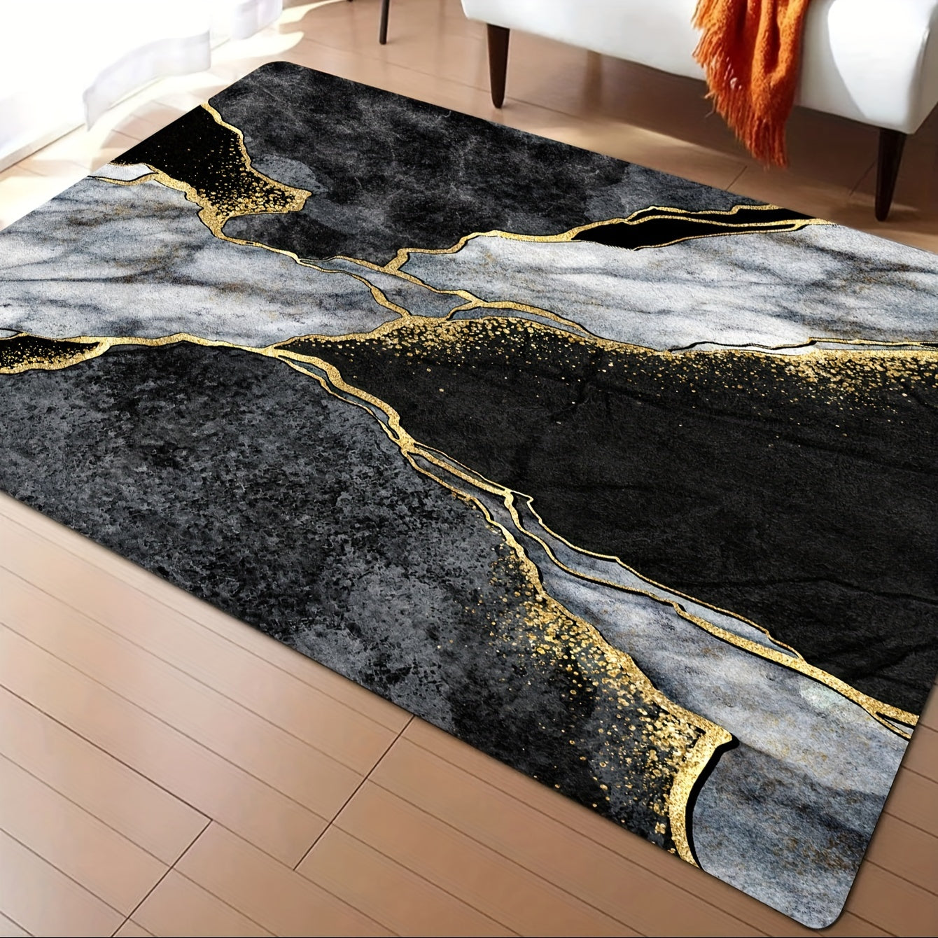 Marble Pattern Rug - 1 Piece, Non-slip and Absorbent, Stain-proof and Waterproof, Ideal for Living Room, Kitchen, Bedroom, Home Decor