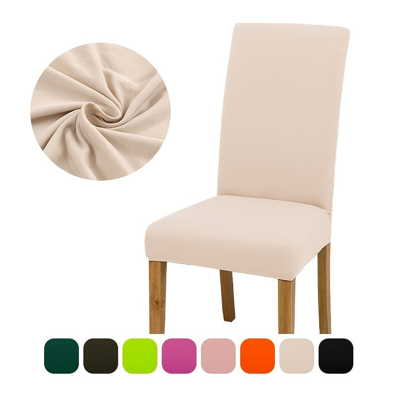 1pc Milk Silk Chair Cover for Dining Room, Hotel, Ceremony - Durable, Stylish, and Four-Season Elastic; Protects Furniture