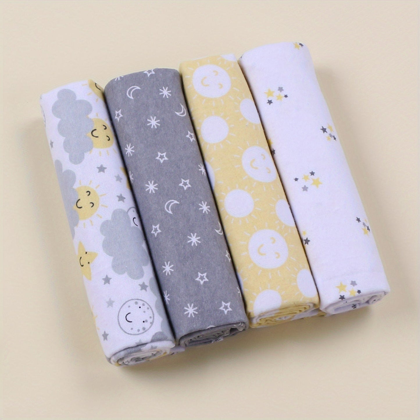 Set of 4 Baby Swaddle Blankets made of 100% Cotton Flannel - Super Soft Baby Wrap Towels - Suitable for Babies 0-12 Months - Perfect Easter Gift