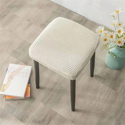 1 piece of stretchy vanity stool cover made of polyester and spandex blend, machine washable, suitable for various events.