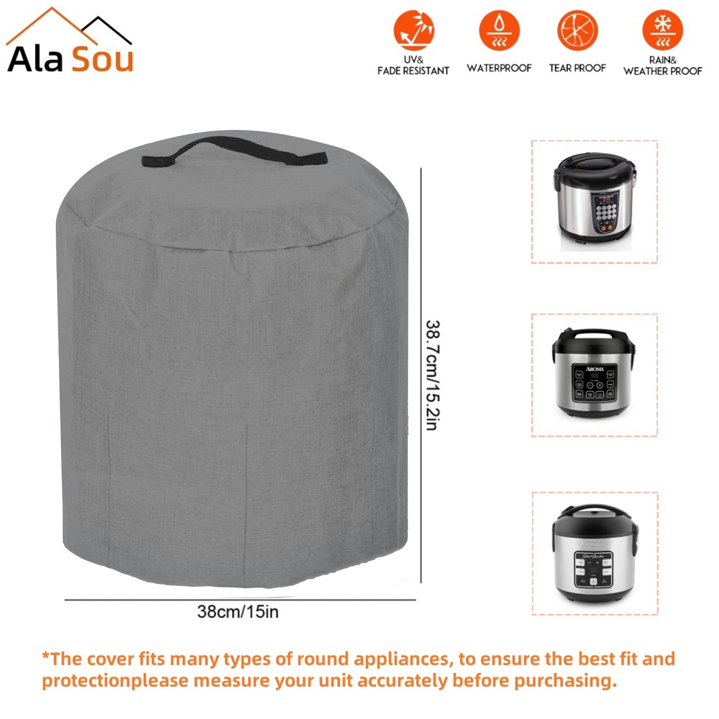 Protective Appliance Cover - AlaSou Heavy-Duty Oxford Fabric Dust Cover for Electric Pressure Cookers, Air Fryers, and More - Waterproof with Storage Pocket and Handle - Compatible with Various Appliances - Perfect for Kitchen, RV, and Home Use