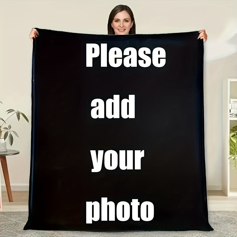 Personalized Throw Blanket with Customizable Photo - Contemporary Design, All-Season Knitted Polyester, Perfect for Gifting on Holidays, Birthdays, and Memorials - Cozy Comfort for Home, Travel, and Office.