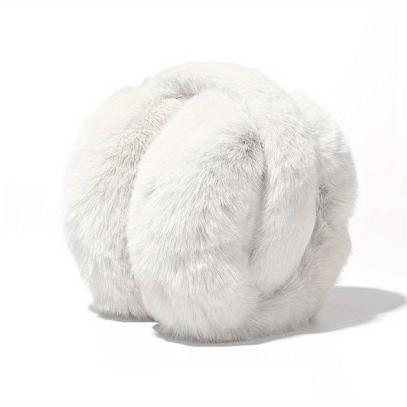 Cozy winter ear warmers made of foldable faux rabbit fur, suitable for both men and women. These polyester stretch ear muffs are perfect for autumn and winter, and should be hand washed only to maintain their quality.