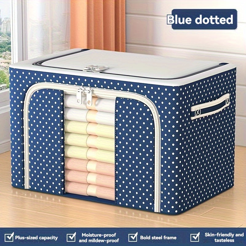 Durable Oxford Cloth Storage Box featuring a Folding Steel Frame for Ultimate Durability, Ideal for Organizing Clothes and Quilts, Equipped with a Square Flip-Top Lid for Easy Access and Convenient Under-Bed Storage