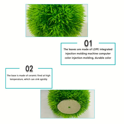 Artificial PVC Alternanthera grass ball for aquarium decoration.