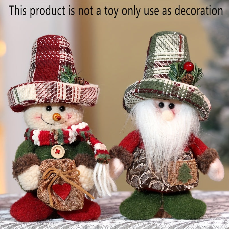 Festive Nordic-style ornament featuring a charming Christmas gnome and snowman, ideal for decorating trees, homes, and parties. Made from polyester.