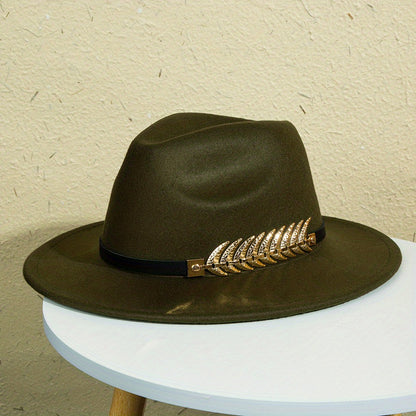 Men's Fashionable Wide-Brimmed Solid Color Hat Charm