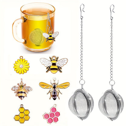 Gift your loved ones with a set of two stainless steel tea strainers adorned with charming honeybee and beehive designs. These durable infusers come with hanging chains and are perfect for brewing loose leaf tea. Ideal for Christmas, Thanksgiving