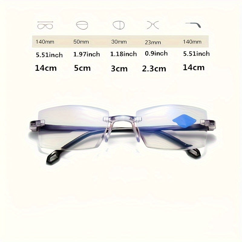 Bifocal reading glasses with clear lenses for women and men to reduce eyestrain while using computers.