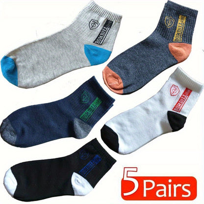 5 pairs of men's sports socks, suitable for spring and fall, EU 38-43