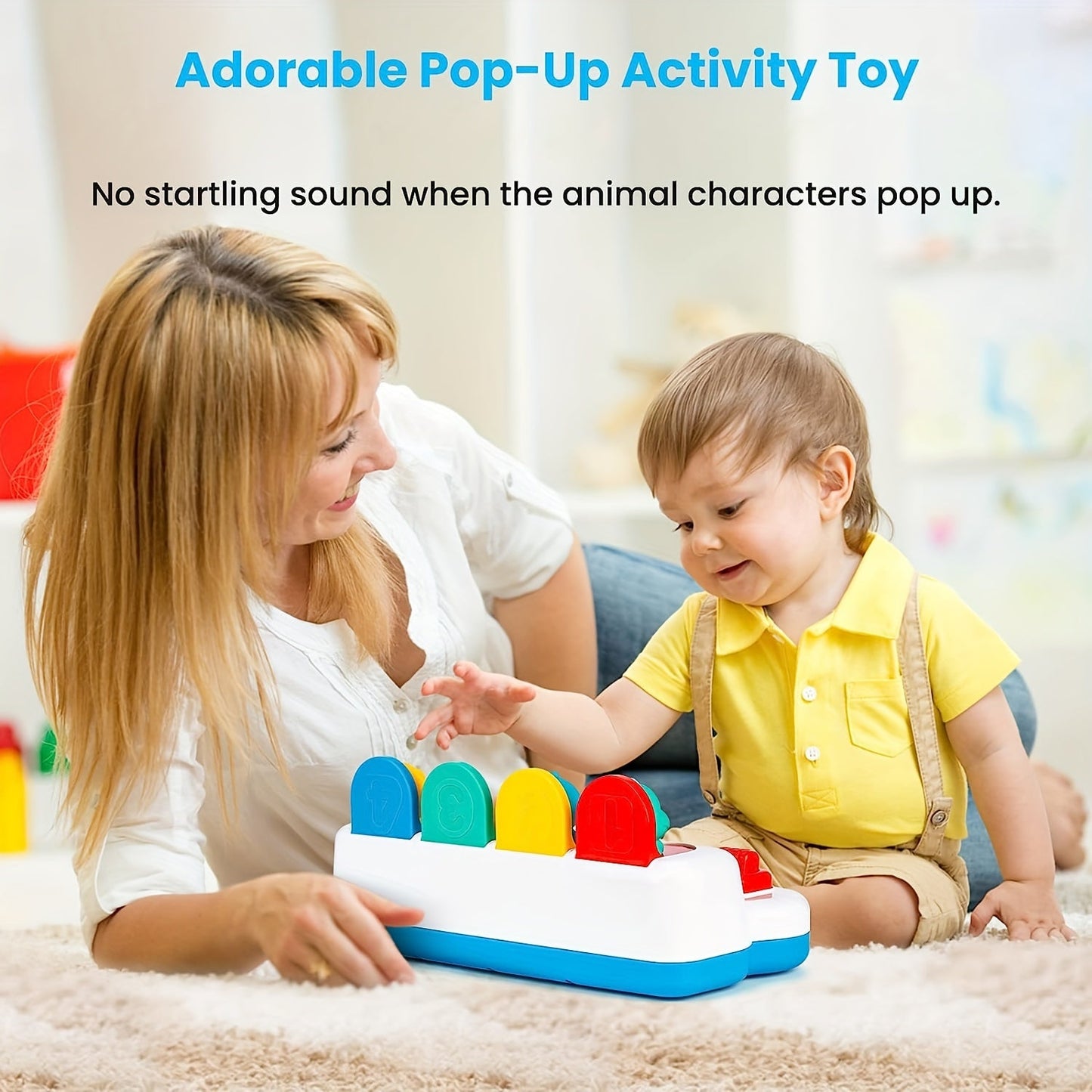 Enhance your baby's growth and learning with this interactive pop-up sensory toy featuring adorable animal characters! Perfect for Christmas, Halloween, Thanksgiving, Easter, or any gift-giving occasion.