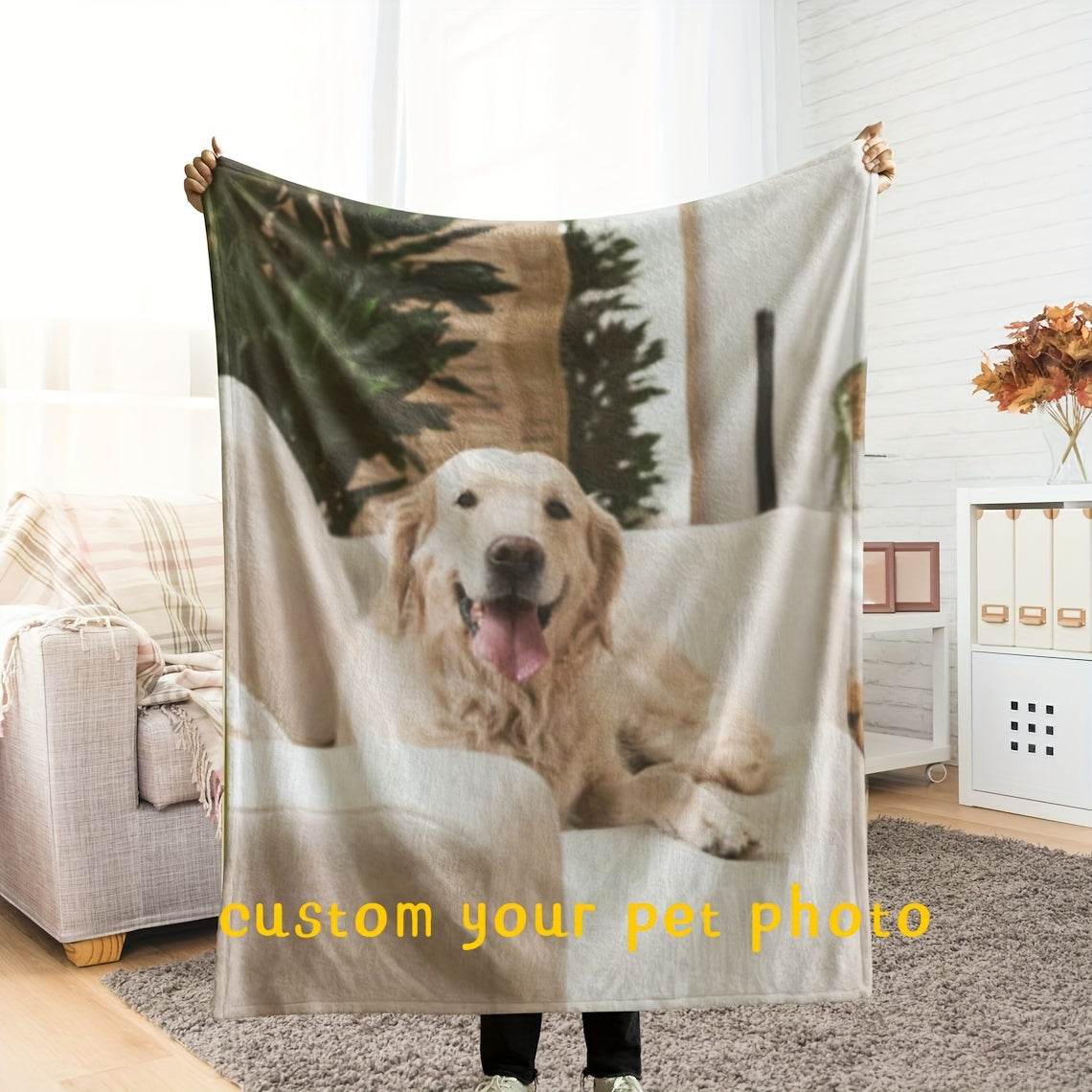 Create a custom soft flannel pet photo blanket for your furry friends! This cozy sofa mat is a perfect all-season gift for pets, featuring personalized pictures of your beloved dogs and cats. Give your pet the gift of a warm and snuggly blanket that they