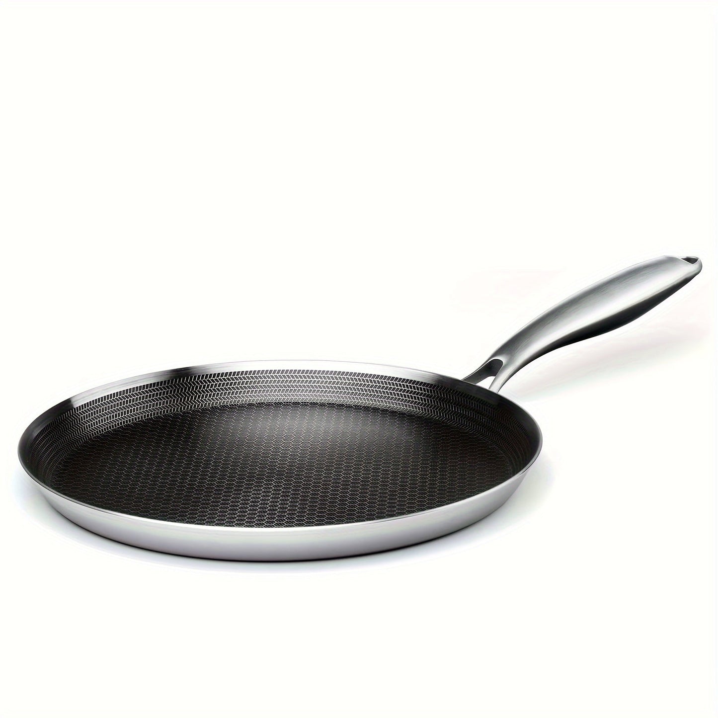 Dishwasher Safe Non-Stick 316 Stainless Steel Skillet with Honeycomb Texture, Perfect for Induction Cookers, Ideal for Oil-Free Cooking of Pizza and Steak