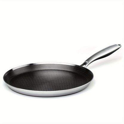 Dishwasher Safe Non-Stick 316 Stainless Steel Skillet with Honeycomb Texture, Perfect for Induction Cookers, Ideal for Oil-Free Cooking of Pizza and Steak