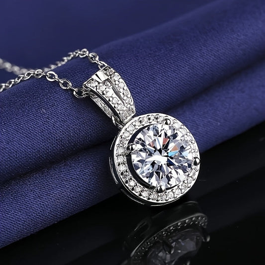 Trendy Shimmering Moissanite Pendant Necklace - Timeless 3 Carat Statement Piece - Elegant and Chic - Perfect for Women - Luxurious and Stylish - A Must-Have for Every Jewelry Collection