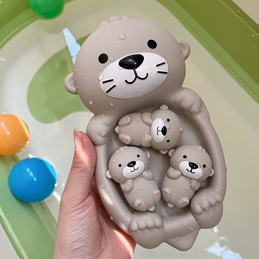 [Customer Favorite] Kids Bath Toy Set featuring a Floating Otter and Water Play Animals in Gray