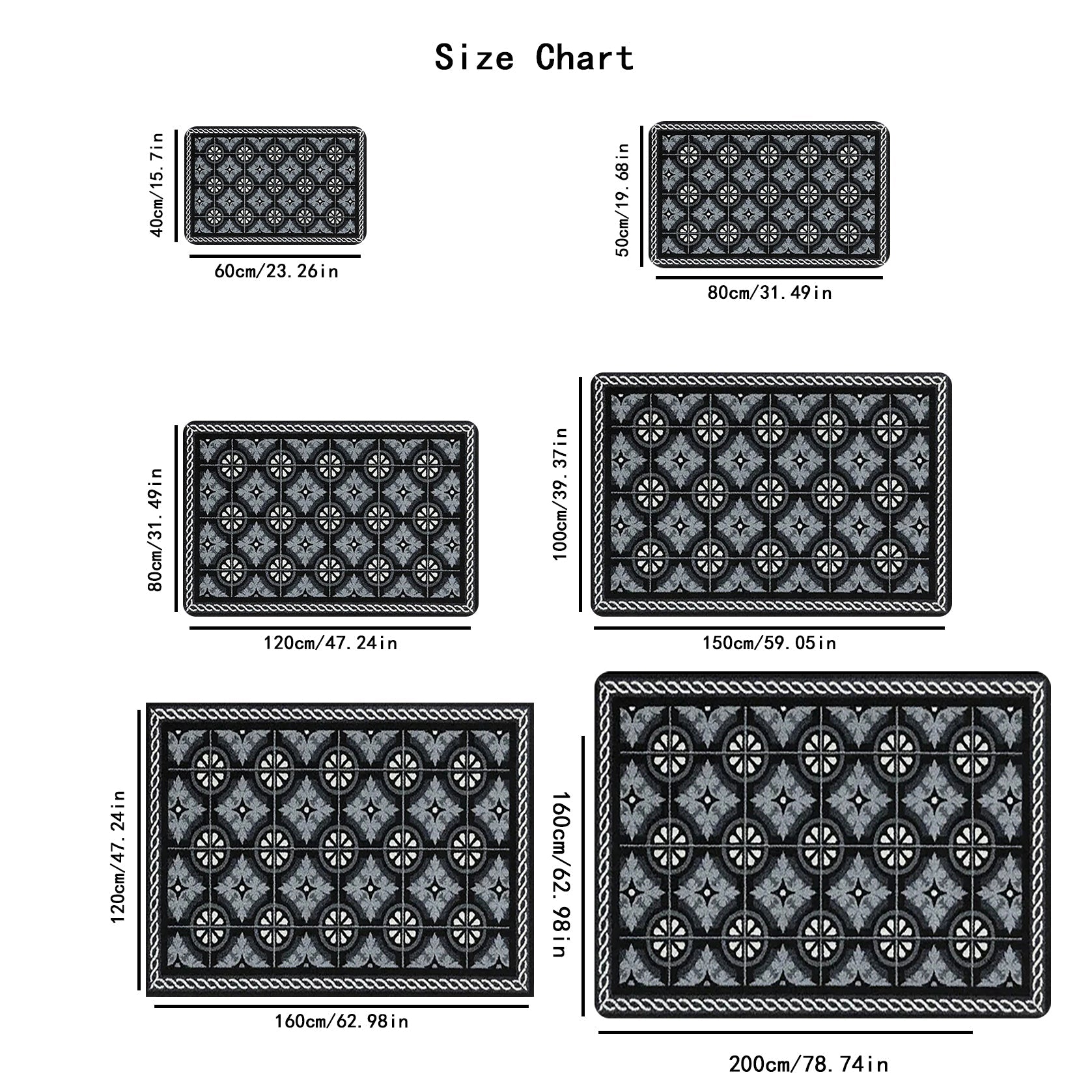 One piece of kitchen mat measuring 1.1cm thick, made from non-slip, durable, and stain-resistant polyester fiber. Features a simple pattern print suitable for use in the kitchen, living room, porch, balcony, or as home décor. Easy to clean as it is