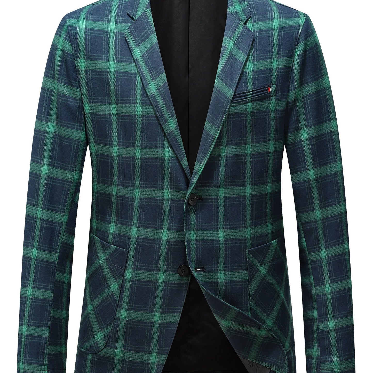 Men's plus size summer blazer in casual plaid, long sleeve, machine washable, suit jacket.