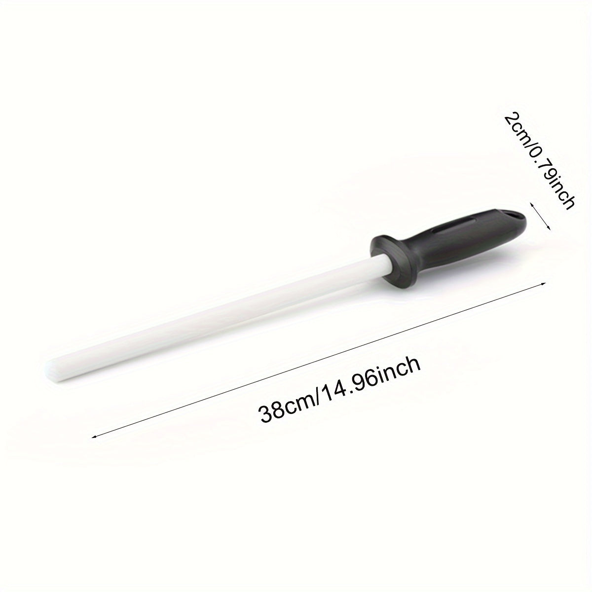 Upgrade your kitchen with a 10-inch ceramic sharpening rod complete with a safety guard and ergonomic grip. Perfect for home cooks, professional chefs, and restaurants alike. This fine grain rod doesn't require any power, making it a convenient and