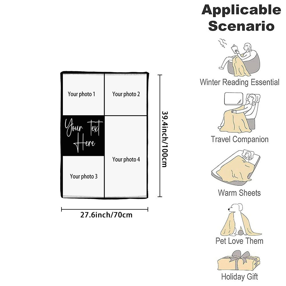 Create Lasting Family Memories with a Custom Flannel Throw Blanket - Add Your Own Photo & Message, Soft & Warm for Couch, Bed, or Travel - Ideal Gift for Loved Ones, Personalize with Four Square Photos, Great for Birthdays, Holidays, or Relaxing in an