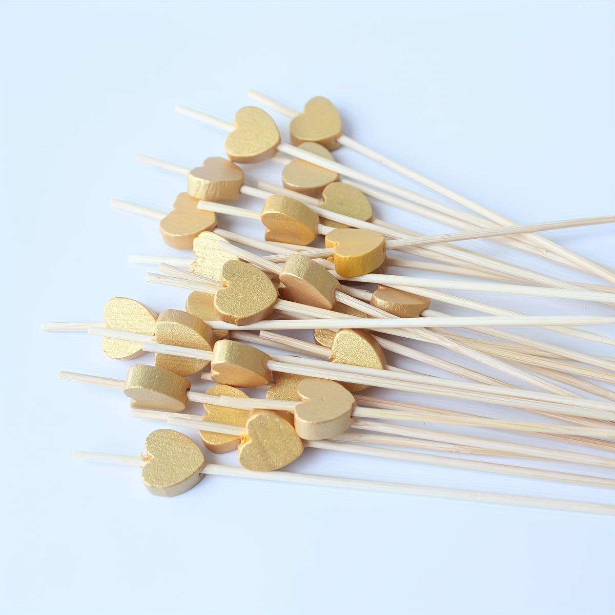 100 assorted toothpicks, bamboo and chrome gold skewers, perfect for appetizers and parties. 11.94 cm in length.