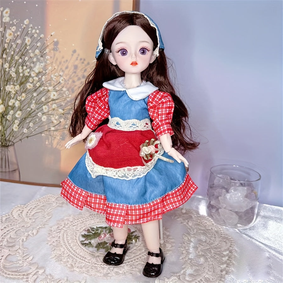 30cm/11.8" BJD Doll with Colorful Eyes and Cute Makeup, Ideal for DIY and Gifting - AKODEERD