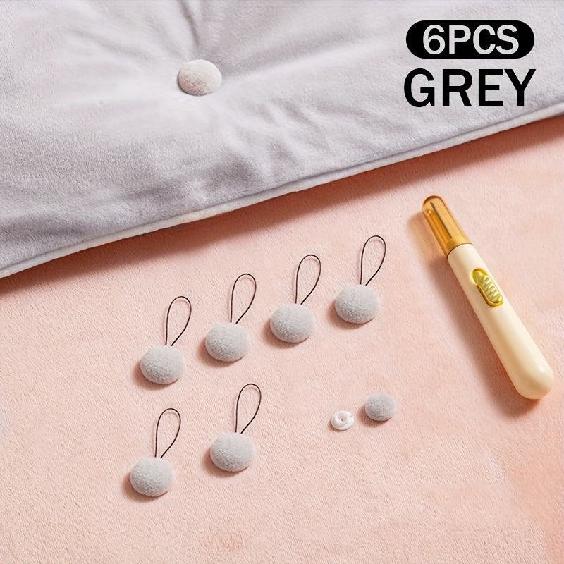 Mixed Color Pack of 6, 12, or 24 Invisible Bed Clips with Auxiliary Tool. These reusable bedding fasteners are designed to keep your bed covers in place and prevent slipping. Easy spot-clean care makes maintenance a breeze.