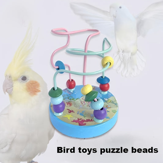 Wooden puzzle toy for parrots - engaging enrichment plaything for mental stimulation and entertainment, random style.