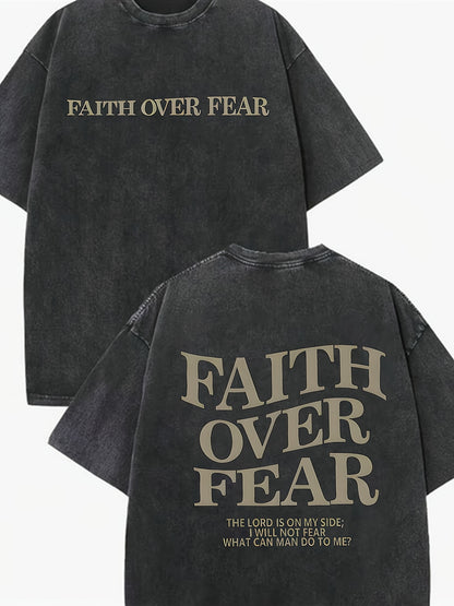 Men's 100% Cotton Faith Letter Printed T-Shirt for All Seasons, ideal for Summer