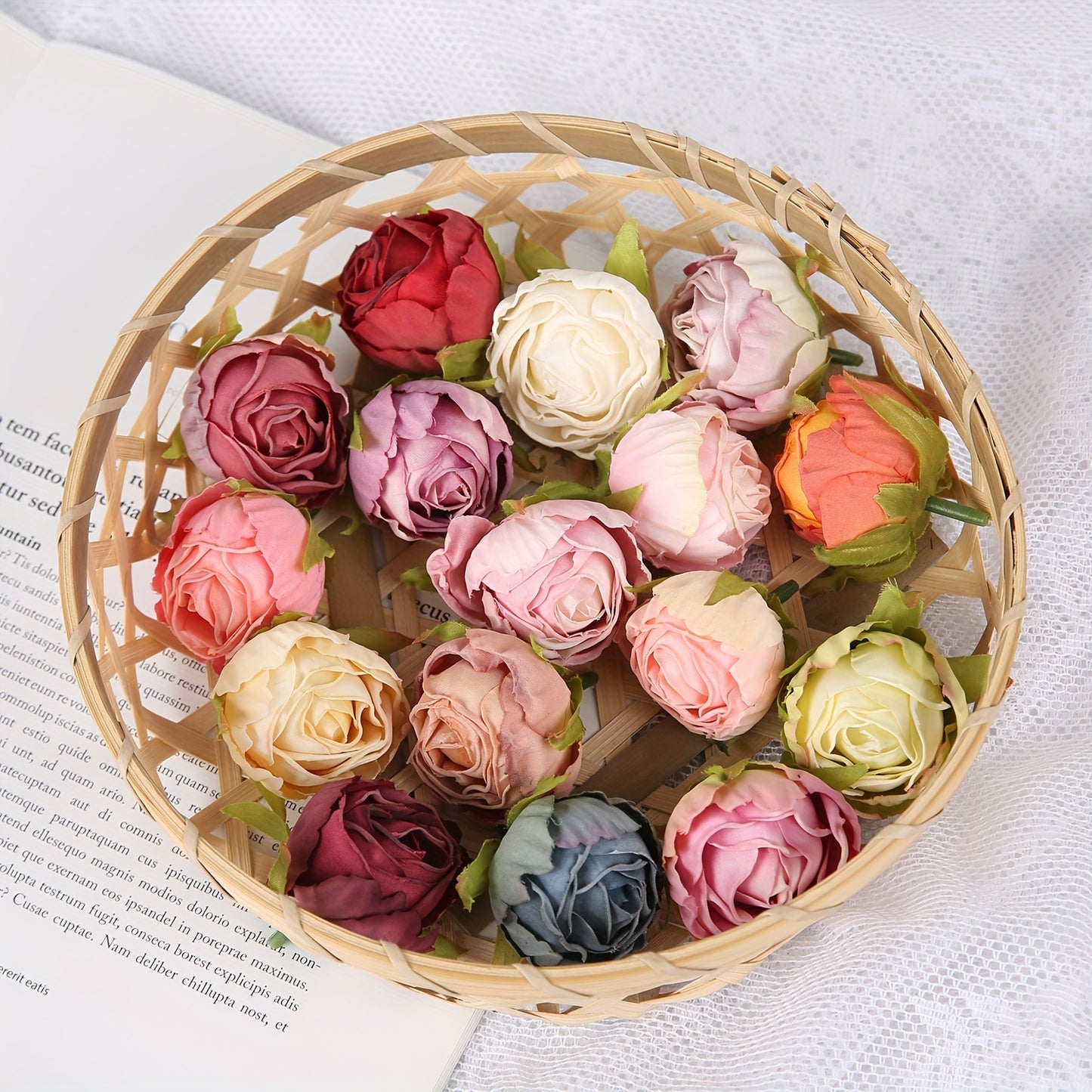 10 pieces of silk tea buds roses for DIY wedding bouquets and Christmas decorations.