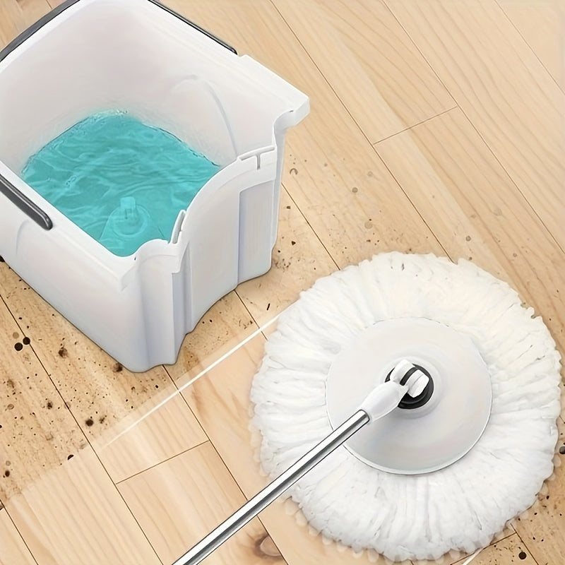 The Home Mop and Bucket Set features a water separation design, 360° rotatable mop, and adjustable stainless steel handle. It includes two ultrafine fiber mop heads and a separable double bucket for a double floor cleaning system. Additionally, this set