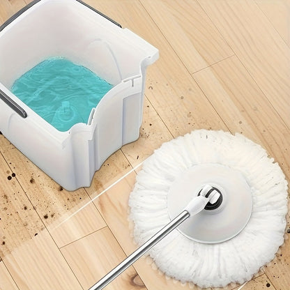 The Home Mop and Bucket Set features a water separation design, 360° rotatable mop, and adjustable stainless steel handle. It includes two ultrafine fiber mop heads and a separable double bucket for a double floor cleaning system. Additionally, this set