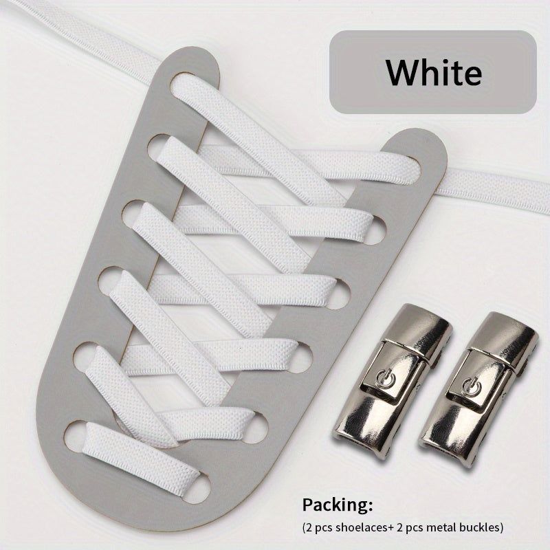 No-tie shoelaces with buckles for sneakers and sports shoes.