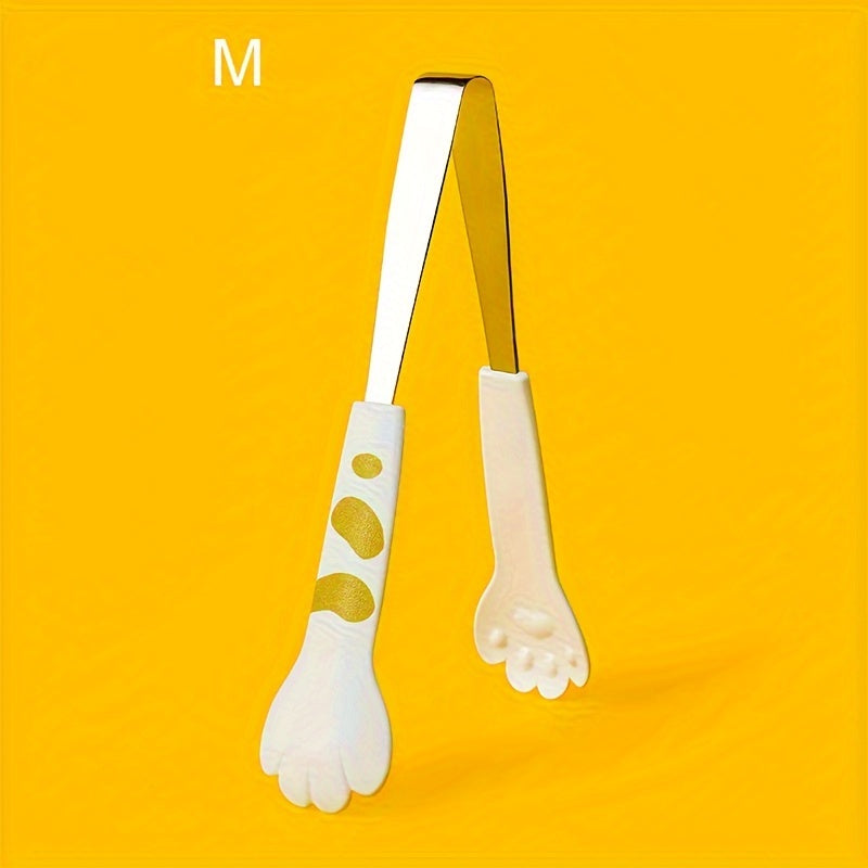 Cat paw shaped stainless steel tongs for various kitchen tasks.