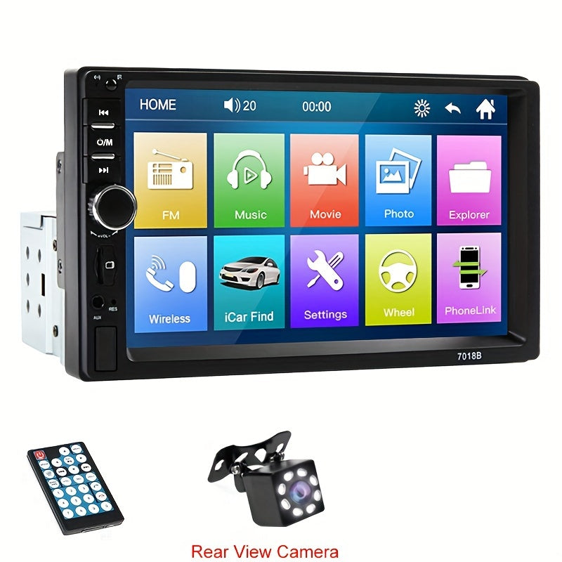 1DIN Car Stereo Radio with 7-inch Touch Screen, Wireless Multimedia Player, FM/Aux/USB Inputs, MirrorLink Smartphone Sync, Rear View Camera & Steering Wheel Control option, ≤36V Operating