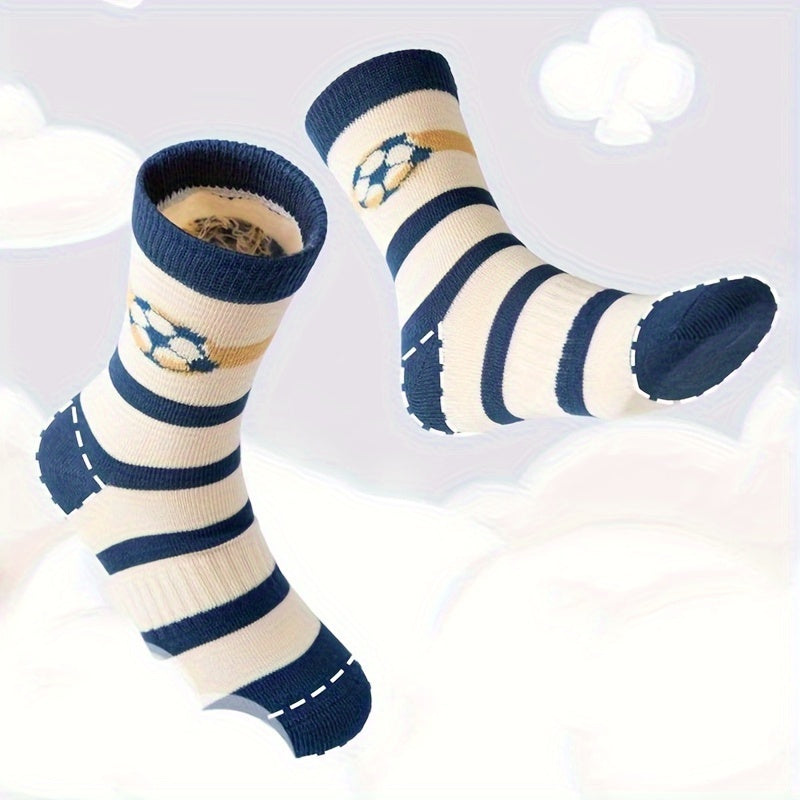 5 Boys' Striped Soccer Crew Socks - Breathable, All-Season Comfort