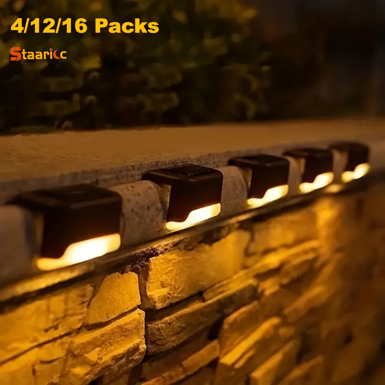 16/12/4pcs Solar Step Light for Outdoor LED Deck Stair, with multiple color options.