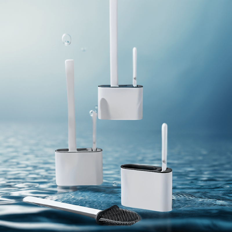 Introducing the WYX Toilet Brush: a versatile household tool designed with a long handle to reach all areas, soft bristles for effective cleaning, and a base for convenient storage.