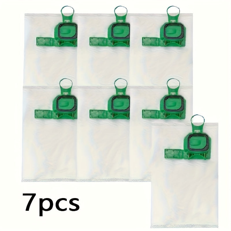 Large capacity 7-pack of high-efficiency dust bags designed for VK150/FP140/FP150 vacuum cleaners. These bags offer superior filtration, come with a plastic floor attachment, and are compatible with a variety of vacuum cleaner and floor care accessories.