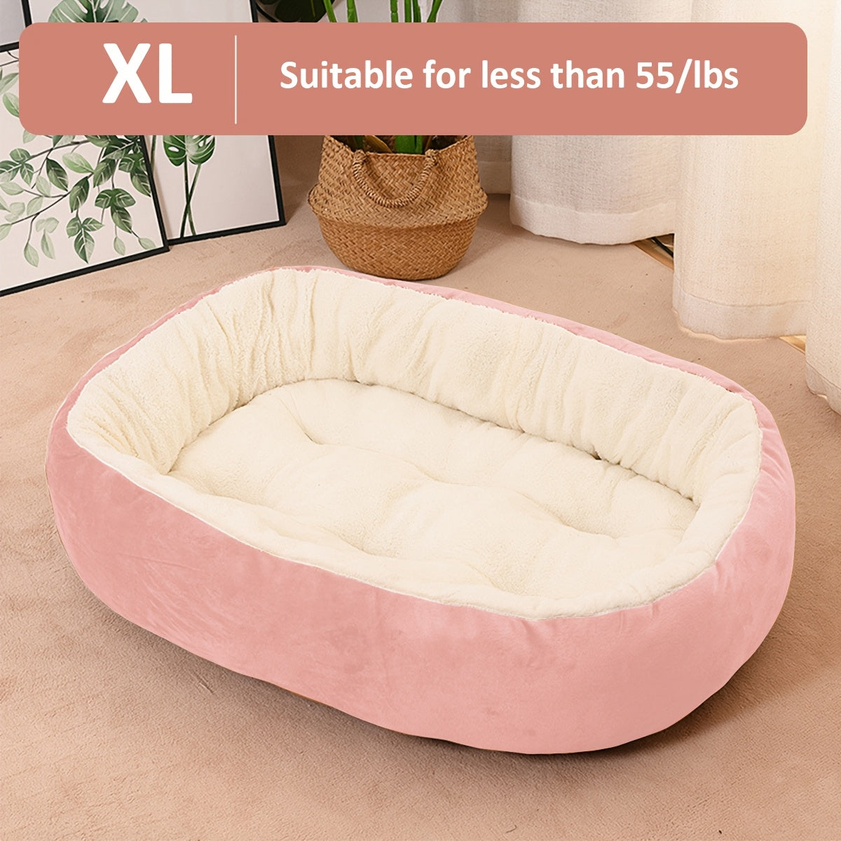 Cozy oval pet bed for small to medium dogs, plush polypropylene mat, non-assembled.