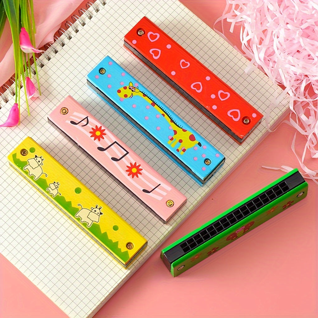 12 Styles Cartoon Harmonica for Kids and Adult Beginners, Lightweight with Double Row of 16 Holes